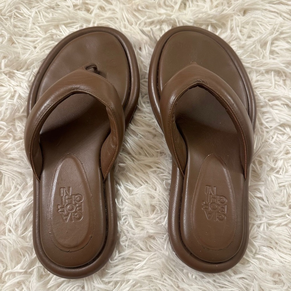 GIA BORGHINI Leather Thong Sandal Shoes in brown size 6 - Picture 4 of 8